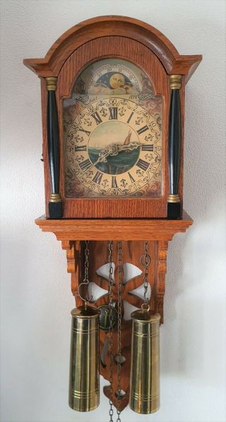 Warmink Wall Clock Dutch Vintage Schippertje Ship Clock Bell Strike Moonphase