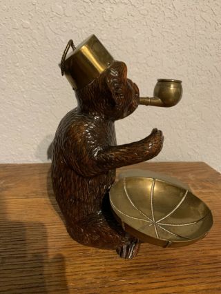 Antique Vintage Carved Wood Figural Smoking Monkey Pipe Stand Holder 3