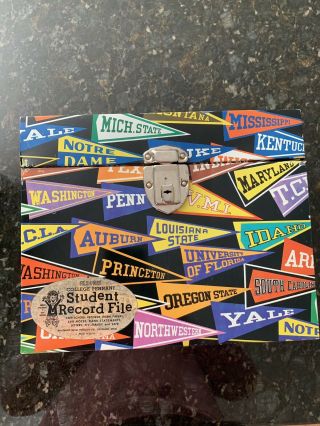 Mid Century File - A - Way College Pennant Metal Student Record File Flag School