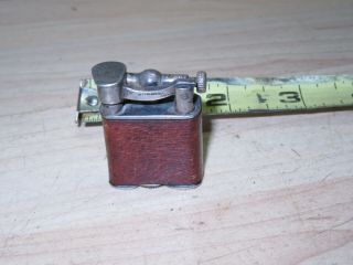 Vintage Small Lift Arm Lighter Silver Mexico Mexican Silver & Leather