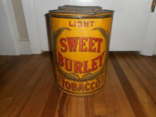 Vintage Sweet Burley Tobacco Advertising Tin Store Display Advertising Can