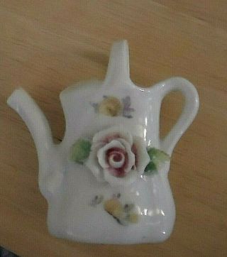 Vintage Porcelain Miniature Vase With Flowers Attached Made In Germany 2 5/8 " H