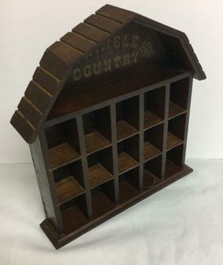 Vintage Enesco Wooden Country House Cottage Thimble Display Holder 15 Slots