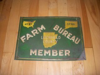 Vintage Litchfield County Ct Farm Bureau Member Afbf Cfba Tin Sign