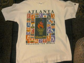 Champion Vintage Atlanta 1996 Olympic Games White T - Shirt Size Large