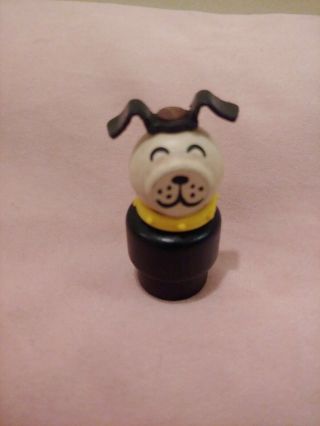 Vintage Fisher Price Little People All Wood Lucky Dog Yellow Collar Rivet