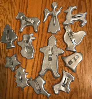 Vintage Aluminum Holiday Christmas Easter Animals - Cookie Cutters - Handles Set/12