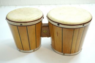 Vintage Calidad Jom Wooden Bongo Drums Hecho En Mexico Bongos Folk Art Sound
