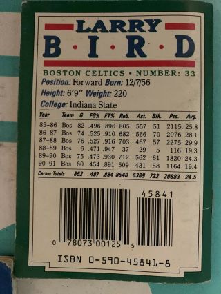 Sports Shots Collector ' s Book 8 Scholastic Small Paperback Larry Bird 2