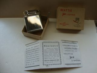 Vintage Beattie Jet Mib Pocket Pipe Cigarette Lighter Benzin Briquet