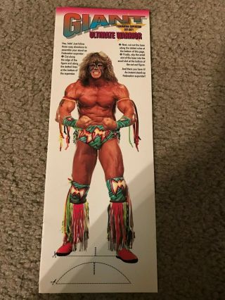 Vintage Wwf The Ultimate Warrior Giant Standup Display 1990s 4x11 Inch Wcw Rare