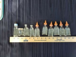10 Vintage Amsco Glass Baby Doll Bottle With Rubber Nipple (l - 90)