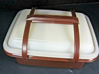 Vtg Tupperware Pak N Carry Lunchbox Brown 11 Piece Set With Containers Lids Exc.