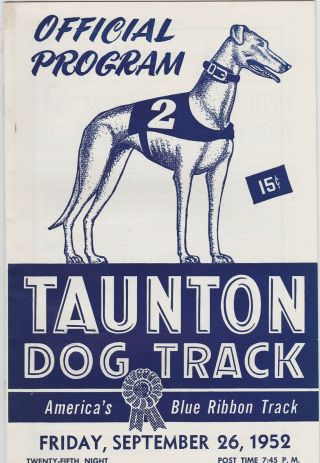 1952 Taunton Greyhound Program