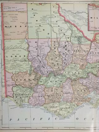 VICTORIA AUSTRALIA 1901 Vintage Atlas Map 22 