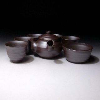 SD16: Vintage Japanese Pottery Sencha Tea pot & cups of Banko Ware 3