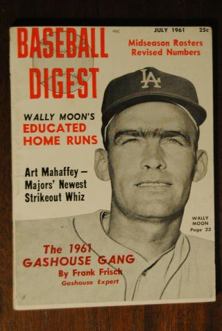 1961 Baseball Digest - Los Angeles Dodgers Wally Moon No Label