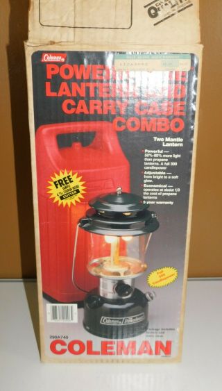 Vintage Coleman Powerhouse Lantern & Red Carry Case 290A740 1989 3