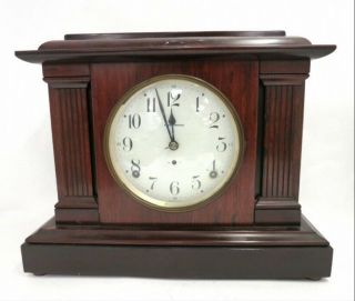 Vintage Seth Thomas Brown Wood Mantle Clock W Key