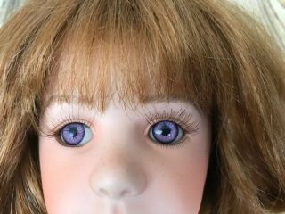 Vintage Swivel Doll Head Large Parts Porcelain 8” Strawberry Blonde Violet Eyes