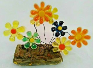 Vintage Designs Lucite Acrylic Flower Sculpture Paperweight Flower Power