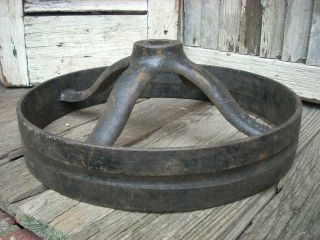 Antique Vintage Industrial 12 " Cast Iron Wheel Pulley Marked No.  32 33566