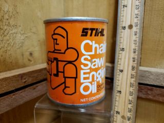 Vintage 1/2 Pint Stihl Chainsaw Engine Oil Quality 2 Cycle 8oz Full Can