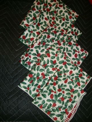 Vintage Set Cloth Table Napkins Christmas Holiday Holly Linens 16 " Sq/11 " Sq 203