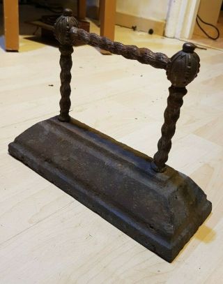 Vintage Hall Front Door Welly Wire Bar Cast Iron Foot Boot Scraper With Plate 2
