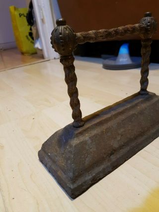Vintage Hall Front Door Welly Wire Bar Cast Iron Foot Boot Scraper With Plate 3