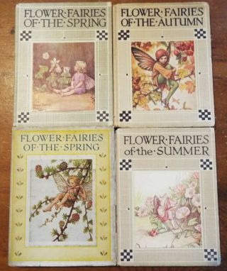 4 Vintage Books Flowers Fairies Of The Autumn Summer & Spring Cicely Mary Barker