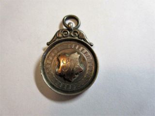 Vintage Solid Silver & Gold Pocket Watch Chain Fob C1920 Old Malton,  St Marys Fc