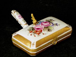 Antique Limoges France Double Gilding Porcelain Powder Jewelry Trinket Box
