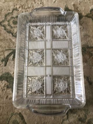 Set If 4 Vintage Lucite Clear Molded Acrylic Plastic Serving Trays Handled 14”x8