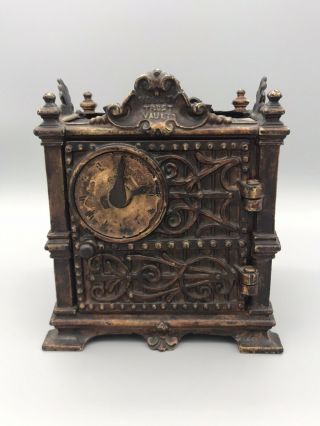Rare Antique Fidelity Trust Counting Lord Fauntleroy Cast - Iron Vault Clock Safe