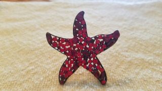 Vintage Large 2 3/4 " 1950’s Red Rhinestone Starfish Brooch Pin