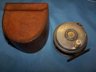 Rare Antique Vintage H.  Moore,  Liverpool,  Fly Reel In Block Case.  Ivory Knob