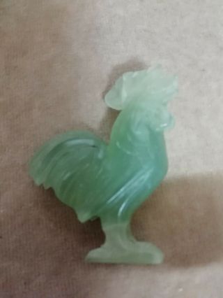 Vintage Chinese Carved Jade Rooster Figure Lucky Fortune Wealth Love & Career