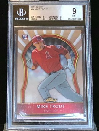 Bgs 9 Mike Trout 2011 Topps Finest Rookie Rc 94 Angels.  5 Away