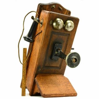 Antique Western Electric Oak Wall Phone No.  317 - H Cathedral - Top Kellogg C.  1907
