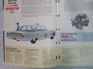 1961 Ford Police Cars And Emergency Vehicles Color Brochure K - 9 Ambulance