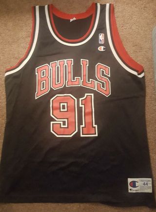 Vintage Champion Dennis Rodman Chicago Bulls Jersey Black 91 Size 44