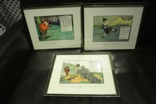 Vintage Chas Crombie Perrier Rules Of Golf Large Framed Prints X 3