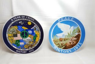 1970 Year Of Crisis & 1973 Peace In Vietnam Collector Plates - Made In W Germany