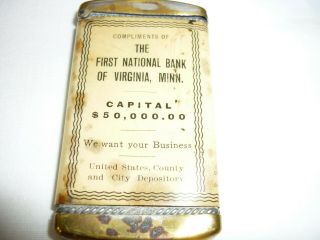 Vintage Celluloid Match Safe - First National Bank