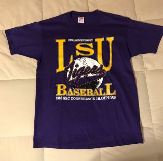 Vintage Lsu Tigers 1993 Baseball Sec Champions T Shirt Large Louisiana State
