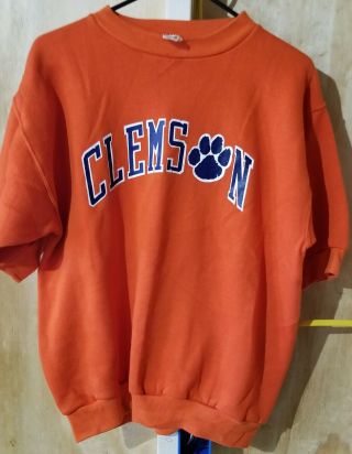 Russell Size L Clemson University Tigers Crewneck Sweatshirt Orange Vintage 80 