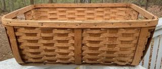 Basket Antique Laundry Wood Gathering Primitive Oak Splint Woven Farmhouse HUGE 2
