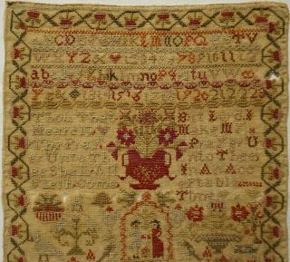 MID 19TH CENTURY FIGURES,  MOTIF & QUOTATION SAMPLER BY MARY SINGLETON - c.  1830 2