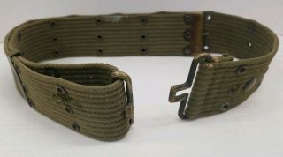 Vtg Wwii Us Army Military Web Pistol Utility Belt Green Canvas